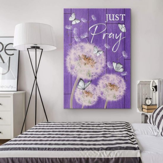 Just Pray Butterflies And Dandelions Wall Art Canvas 1