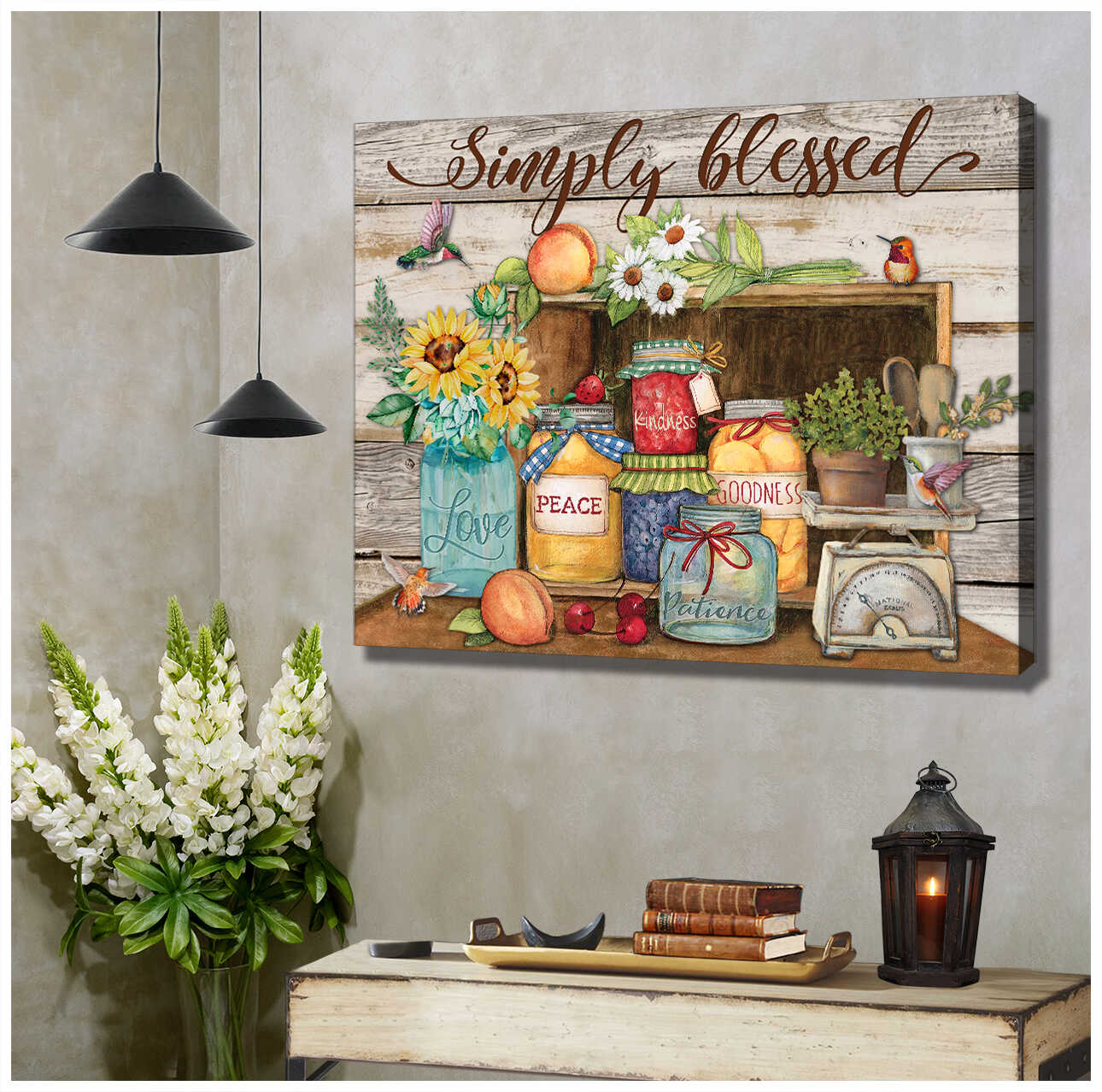 Kitchen And Hummingbirds Simply Blessed On Vintage Rustic Wood Farm ...