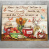 Kitchen Farmhouse Bless The Food Before Us Canvas Prints Wall Art Decor