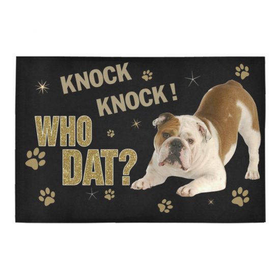 Knock Knock Who Dat Bulldog Lover Doormat Welcome Mat 1