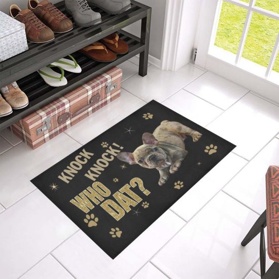 Knock Knock Who Dat French Bulldog Lover Doormat Welcome Mat