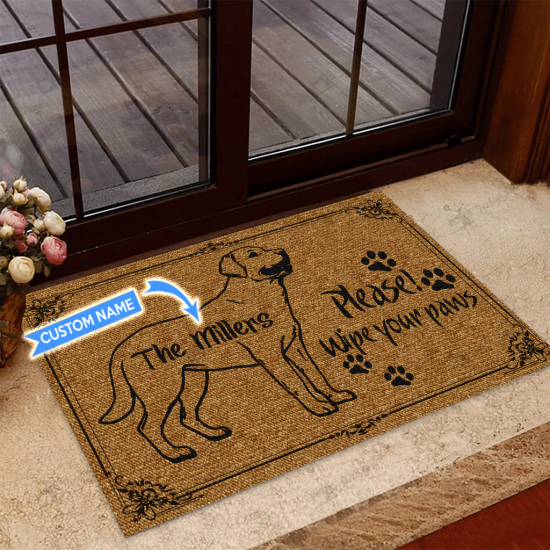 Labrador Retrieverswipe Your Paws Personalized Custom Name Doormat Welcome Mat