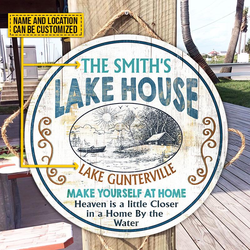 Lake-House-Make-Yourself-At-Home-Custom-Wood-Circle-Sign Lake House Make Yourself At Home Custom Wood Circle Sign