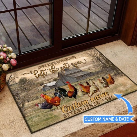 Left The Gate Openchicken Personalized Custom Name Doormat Welcome Mat