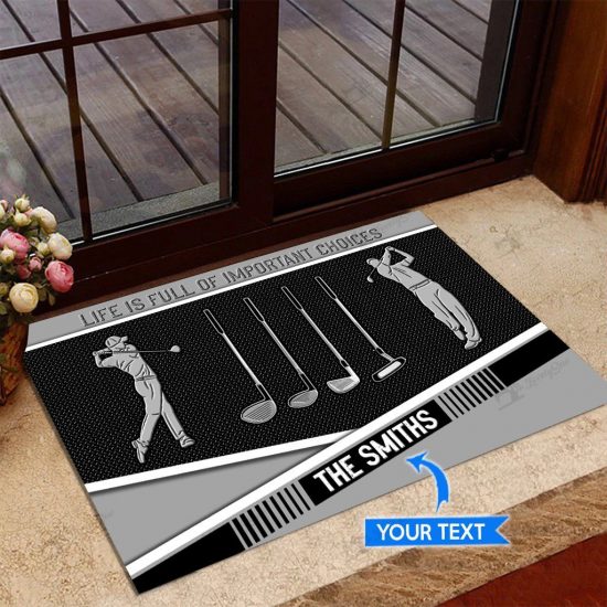 Life Is Full Of Important Choicesgolf Personalized Custom Name Doormat Welcome Mat