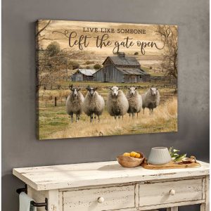 Live Like Someone Left The Gate Open Farm Sheep Canvas Wall Art Farmhouse Decor 1