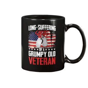 Long Suffering Wife Of A Grumpy Old Veteran American Flag Mug 1
