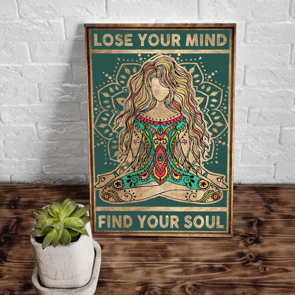 Lose Your Mind Find Your Soul Hippie Yoga Girl Canvas Prints Wall Art Decor 1