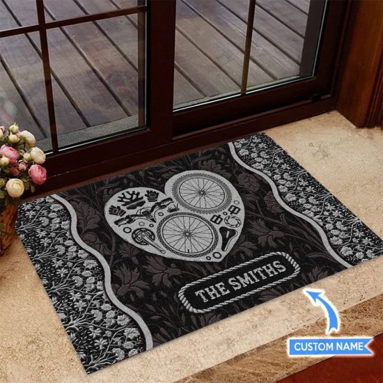 Love Cycling Personalized Custom Name Doormat Welcome Mat 1