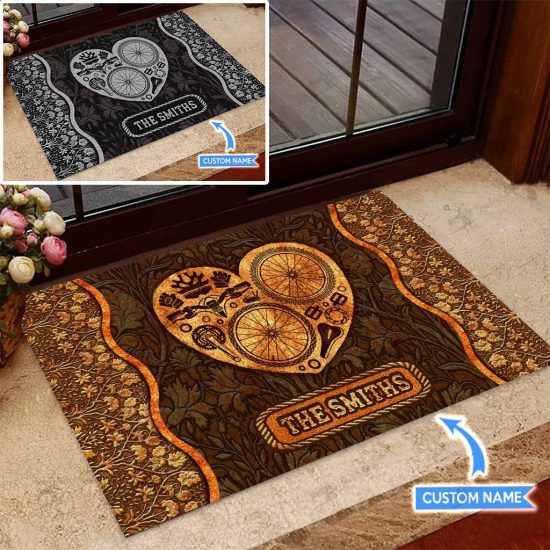 Love Cycling Personalized Custom Name Doormat Welcome Mat