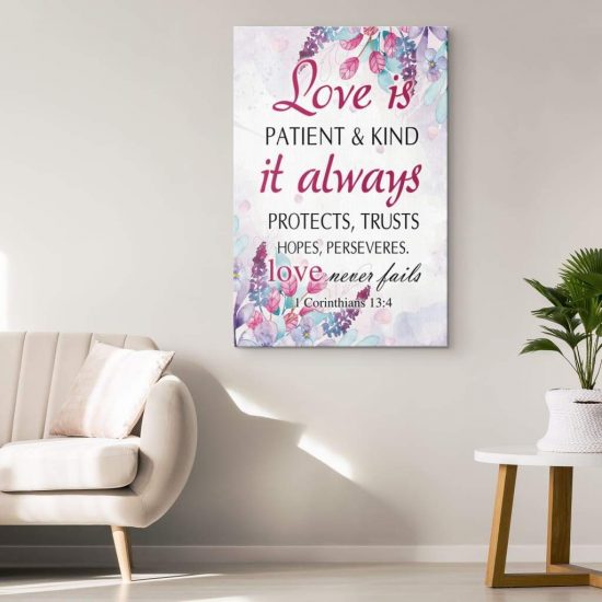 Love Is Patient 1 Corinthians 134 Bible Verse Wall Art Canvas Print 1