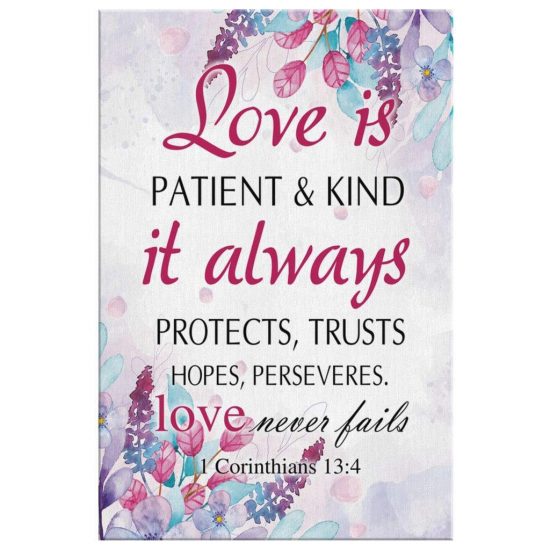 Love Is Patient 1 Corinthians 134 Bible Verse Wall Art Canvas Print 2