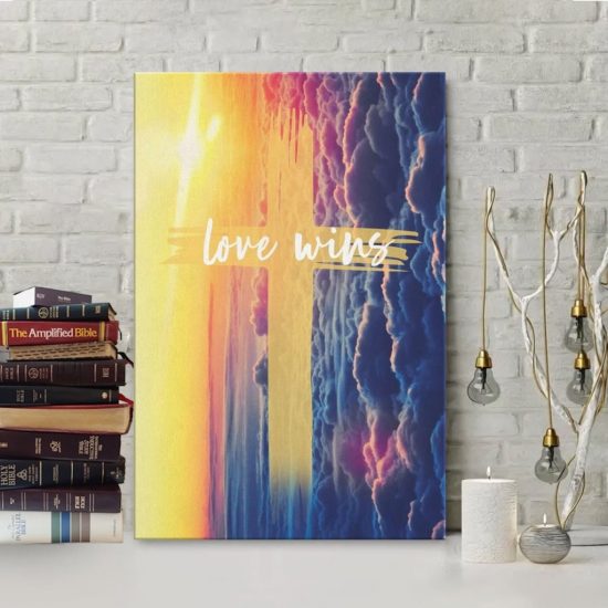 Love Wins Cross Canvas Wall Art