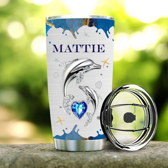 Personalized Dolphin Mom Stainless Steel Tumbler 1 MK3