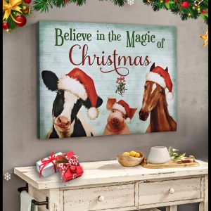 Magic Of Christmas Farm Animals Farmhouse Canvas Prints Wall Art Decor 1