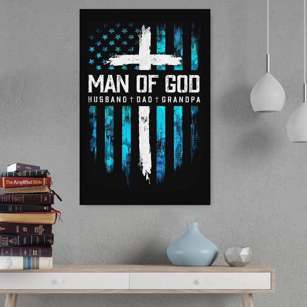Man Of God Husband Dad Grandpa Canvas Wall Art