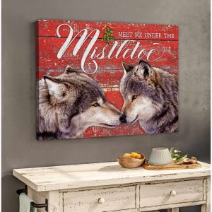 Meet Me Under The Mistletoe Wolf Canvas Prints Wall Art Decor 2