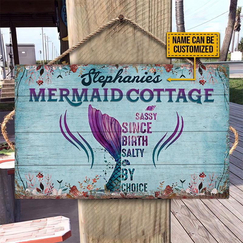 Mermaid Sassy Since Birth Salty By Choice Custom Wood Rectangle Sign