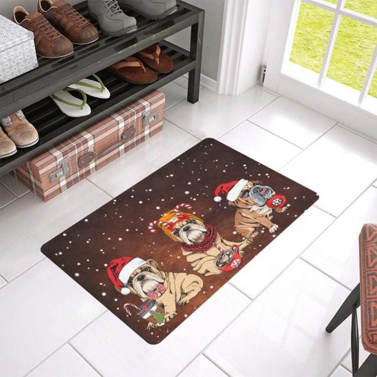 Merry Christmas Wiaccessories Of Bulldog Rubber Dogs Lover Doormat Welcome Mat