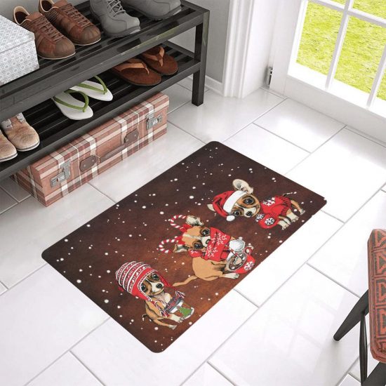 Merry Christmas Wiaccessories Of Chihuahua Dogs Lover Doormat Welcome Mat