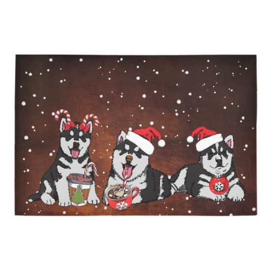 Merry Christmas Wiaccessories Of Seberian Husky Dogs Lover Doormat Welcome Mat 1