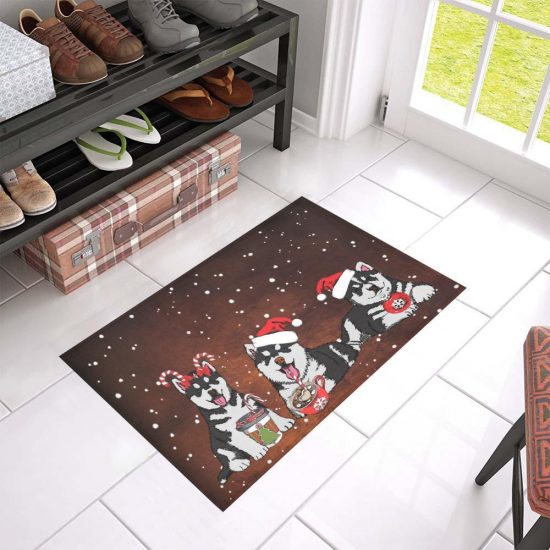Merry Christmas Wiaccessories Of Seberian Husky Dogs Lover Doormat Welcome Mat