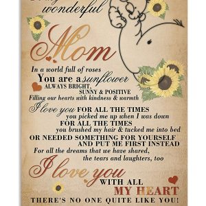 Mom Canvas For Mom, To My Wonderful Mom, I Love You With All My Heart Elephant Canvas