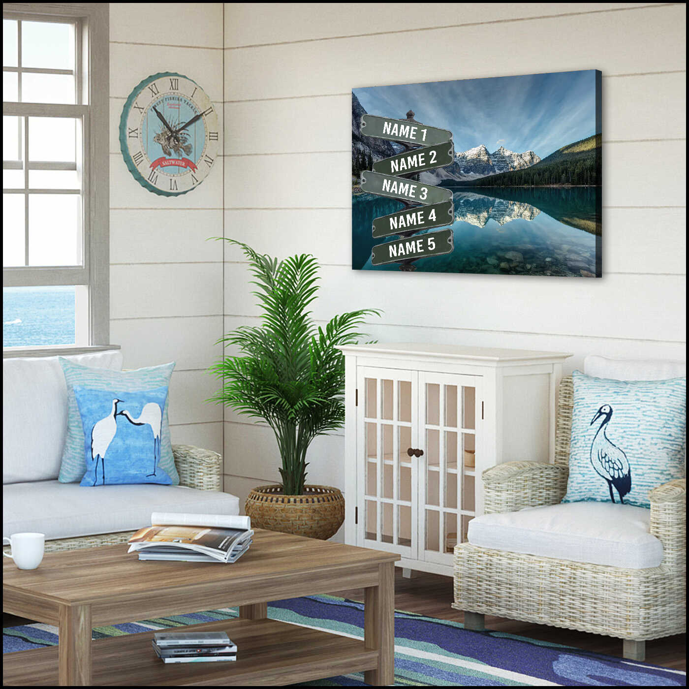 Moraine Lake At Sunrise Canvas Street Sign Custom Name Personalized Wall Art Decor Gift For Family