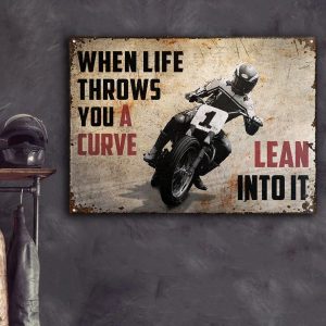 Motorcycling Lean Into It Customized Classic Metal Signs