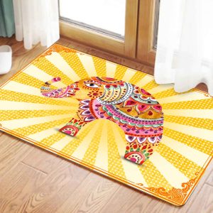 Multi Color Sun Background Elephant Doormat Welcome Mat