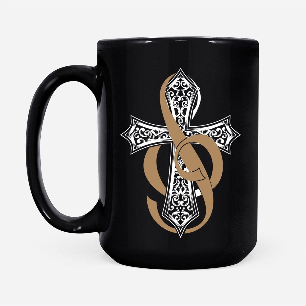 Music-Symbol-With-Cross-Coffee-Mug-2 Music Symbol With Cross Coffee Mug 2