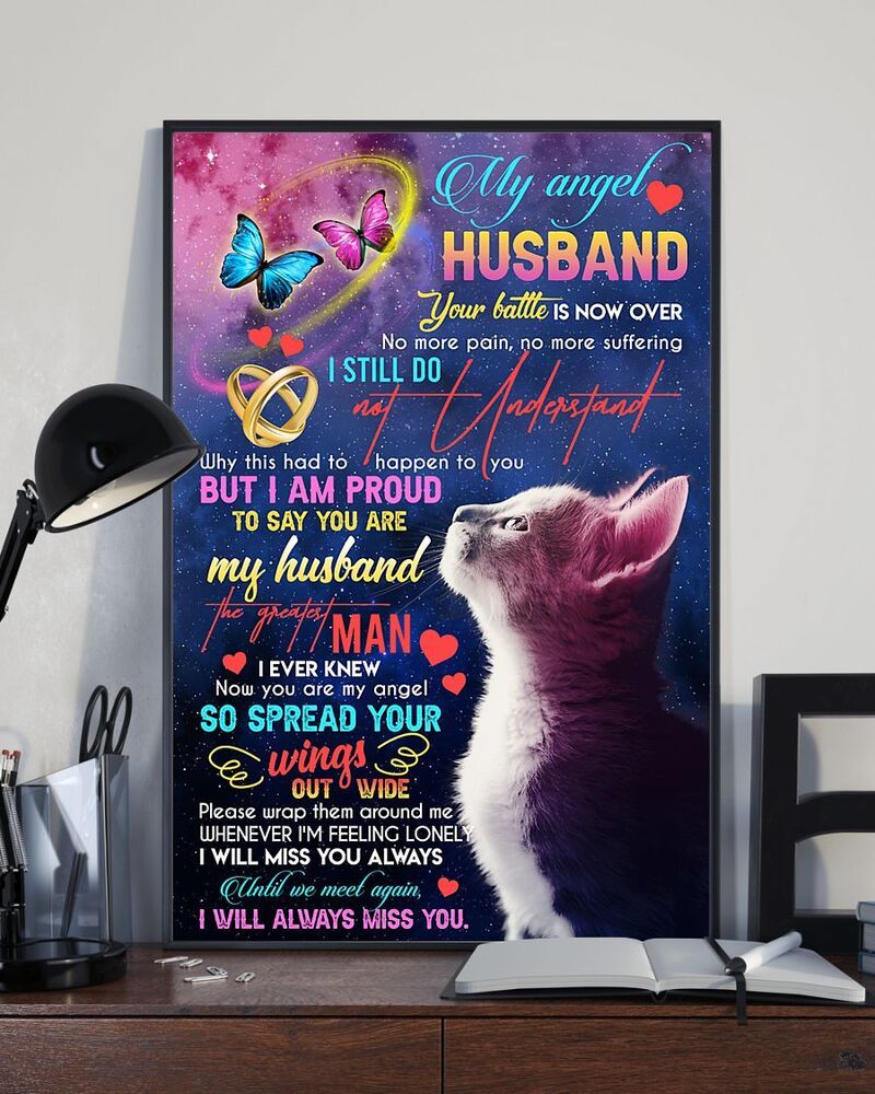 My-Angel-Husband-Canvas-Your-Battle-Is-Now-Over-No-More-Pain-No-More-Suffering-Cat-Canvas-Gift-Ideas-For-Husband My Angel Husband Canvas Your Battle Is Now Over