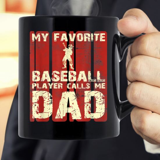 My Favorite Baseball Player Calls Me Dad Retro Mug