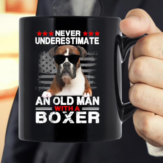 Never Underestimate An Old Man With A Boxer Dog Mug