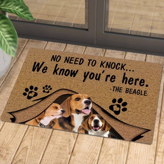 No Need To Knock Beagle  Dogs Doormat Welcome Mat
