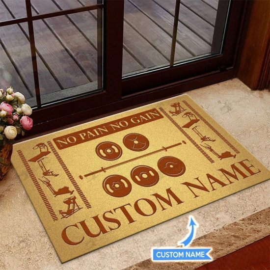 No Pain No Gain Personalized Custom Name Doormat Welcome Mat