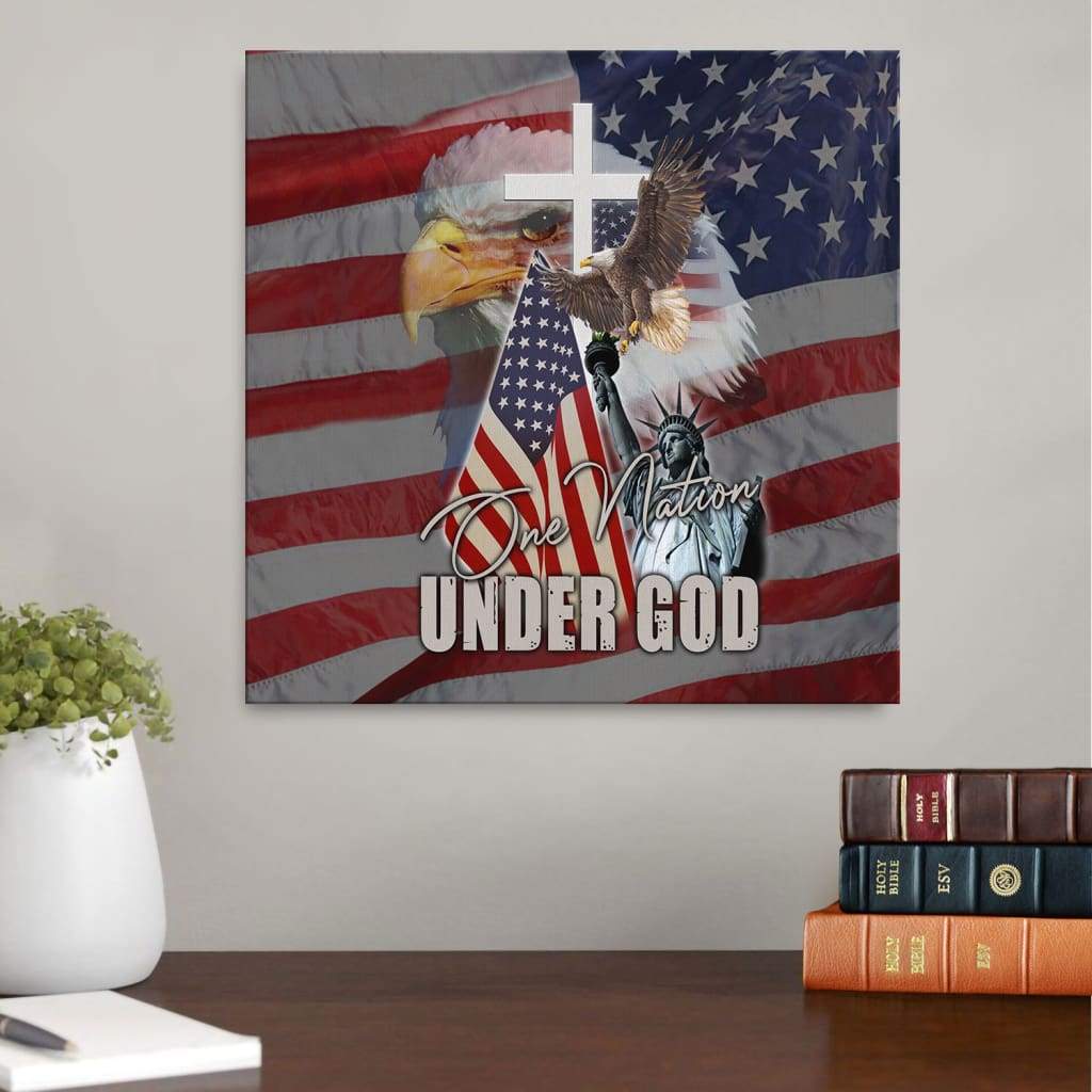 One Nation Under God American Flag Canvas Wall Art