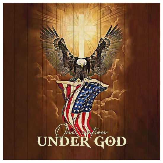 One Nation Under God Bald Eagle American Fag Canvas Wall Art 2
