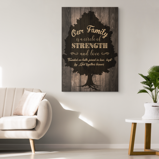 Our Family Is A Circle Of Strength And Love Canvas Wall Art 1
