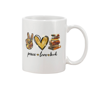 Peace Love Book White Mug