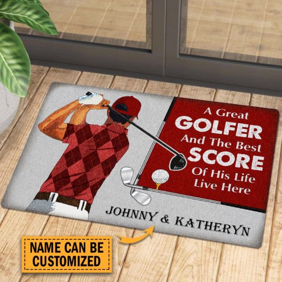 Personalized A Great Golfer Custom Name Doormat Welcome Mat