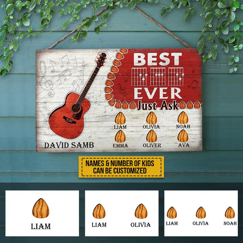 Personalized Acoustic Guitar Best Dad Ever Customized Wood Rectangle Sign