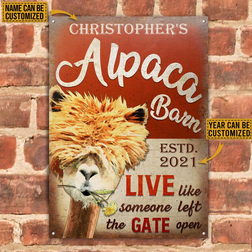Personalized-Alpaca-Barn-The-Gate-Open-Customized-Classic-Metal-Signs-1 Personalized Alpaca Barn The Gate Open Customized Classic Metal Signs 1