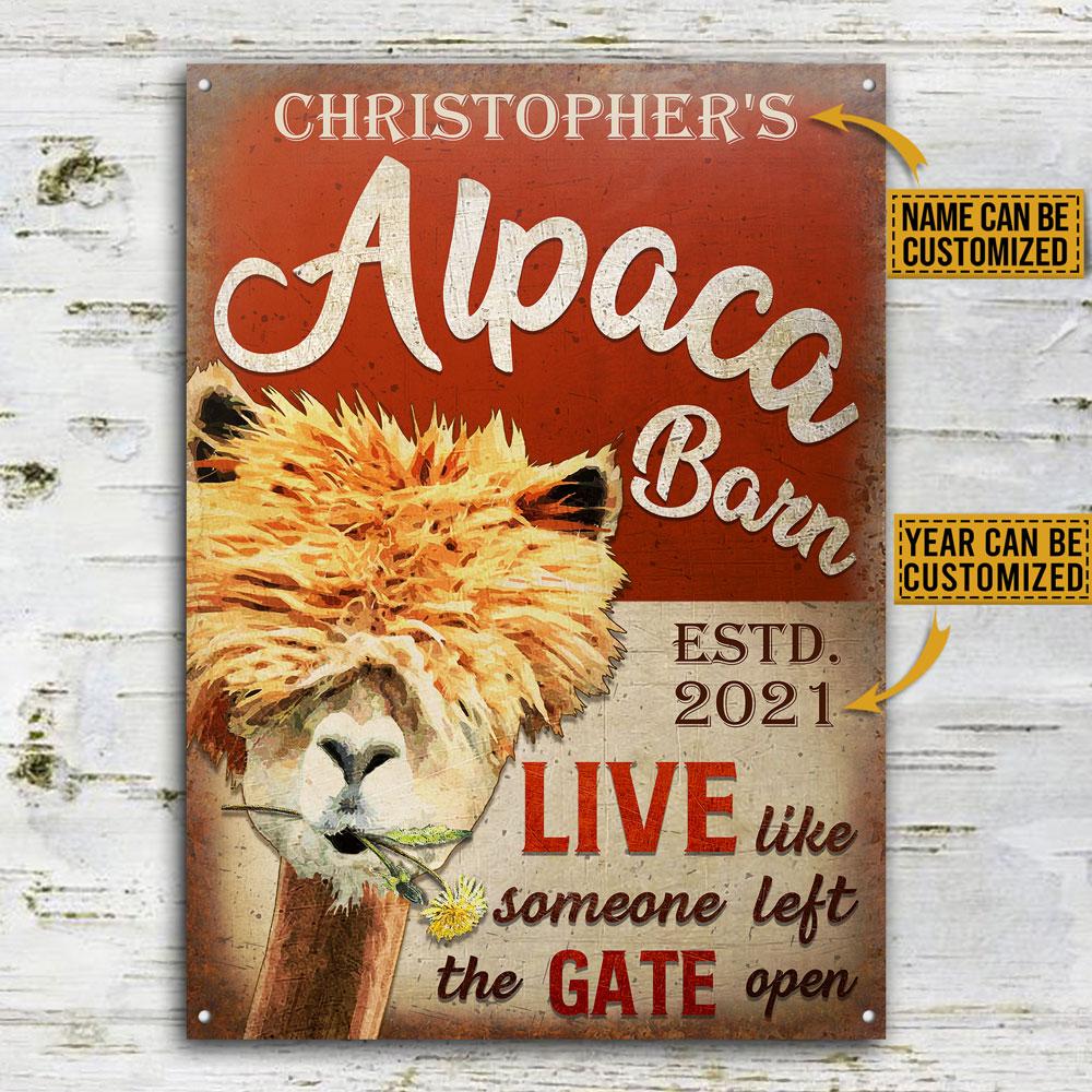 Personalized-Alpaca-Barn-The-Gate-Open-Customized-Classic-Metal-Signs-2 Personalized Alpaca Barn The Gate Open Customized Classic Metal Signs 2