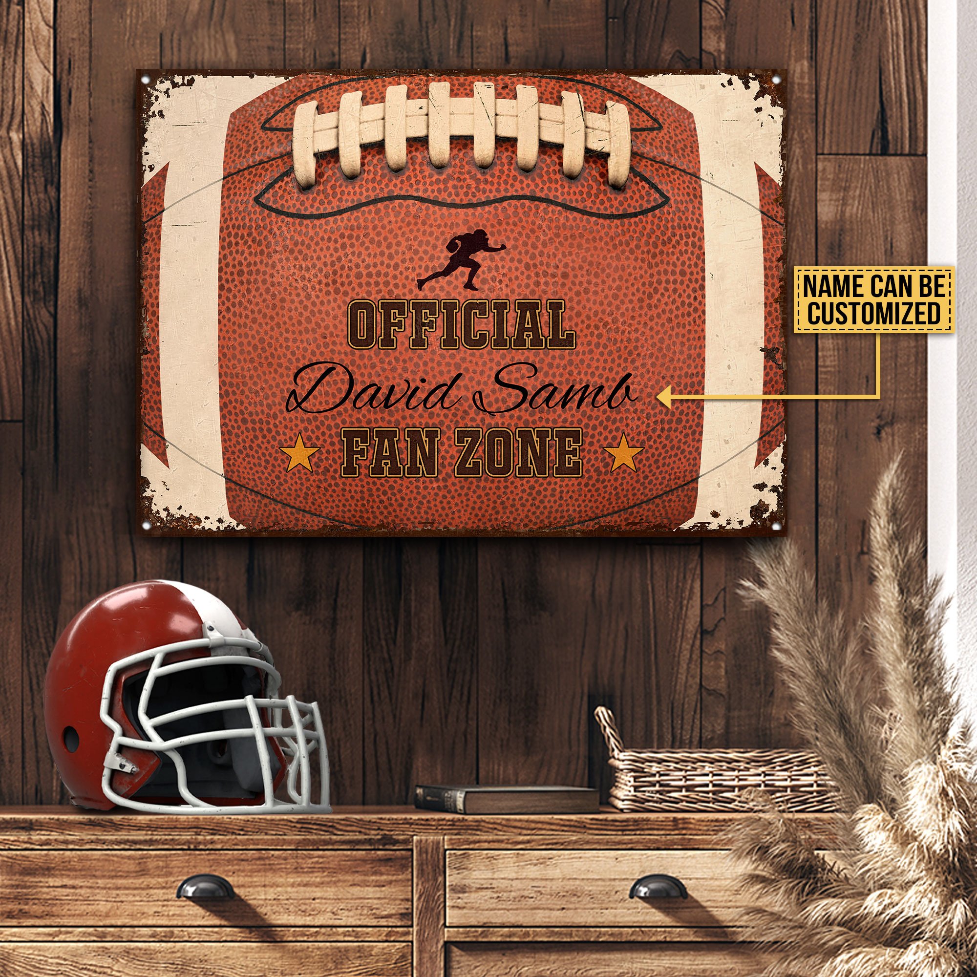 Personalized American Football Fan Zone Customized Classic Metal Signs