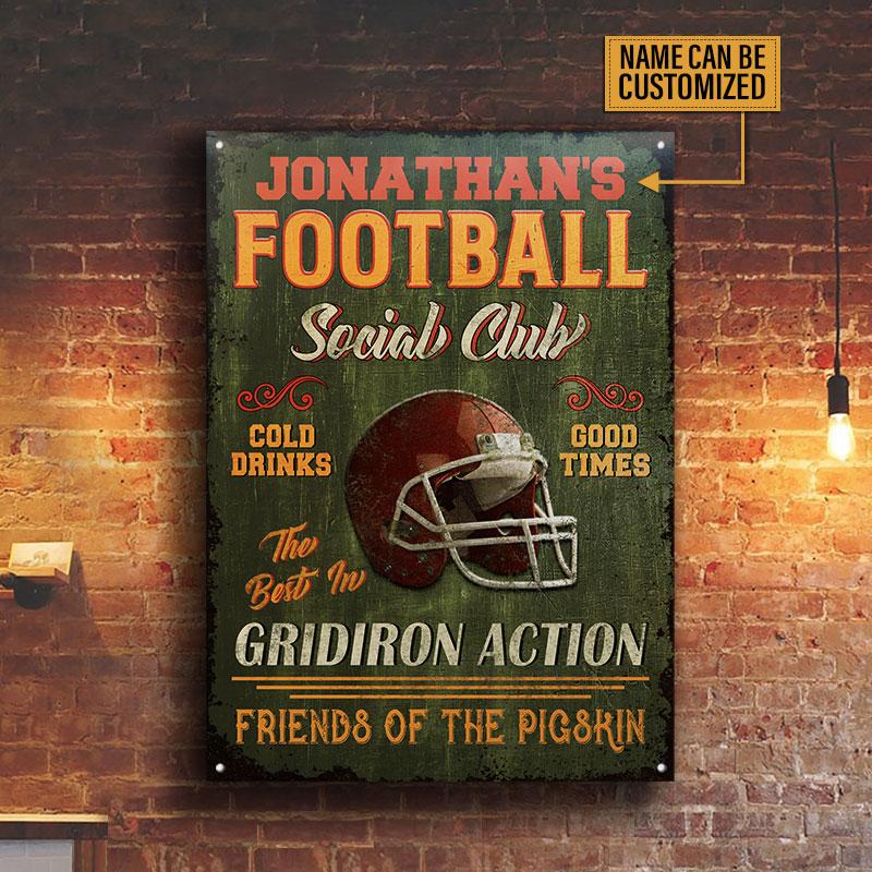 Personalized American Football Social Club Customized Classic Metal Signs