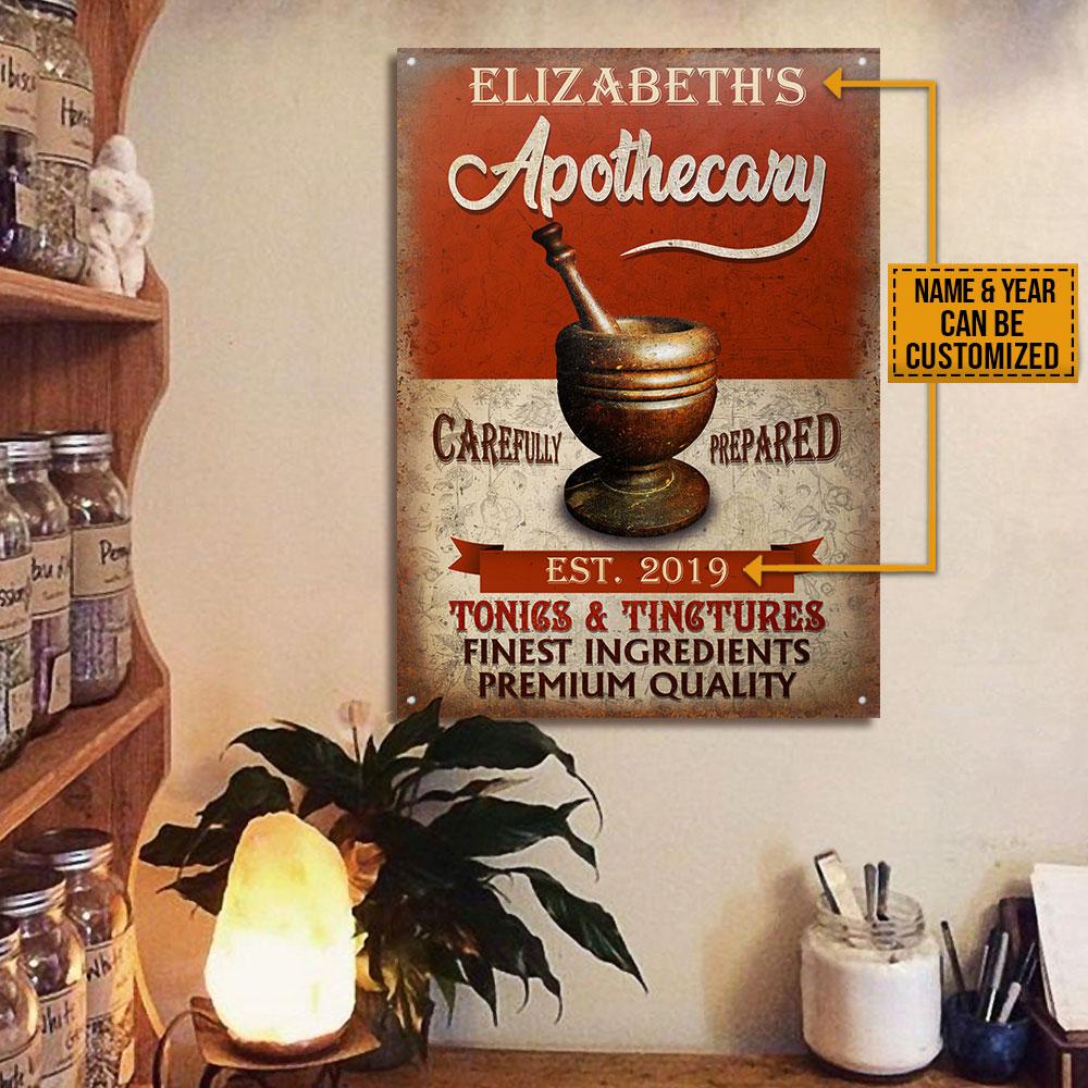 Personalized Apothecary Tonics Tinctures Customized Classic Metal Signs