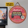 Personalized Arcade Game Room Customized Wood Circle Sign