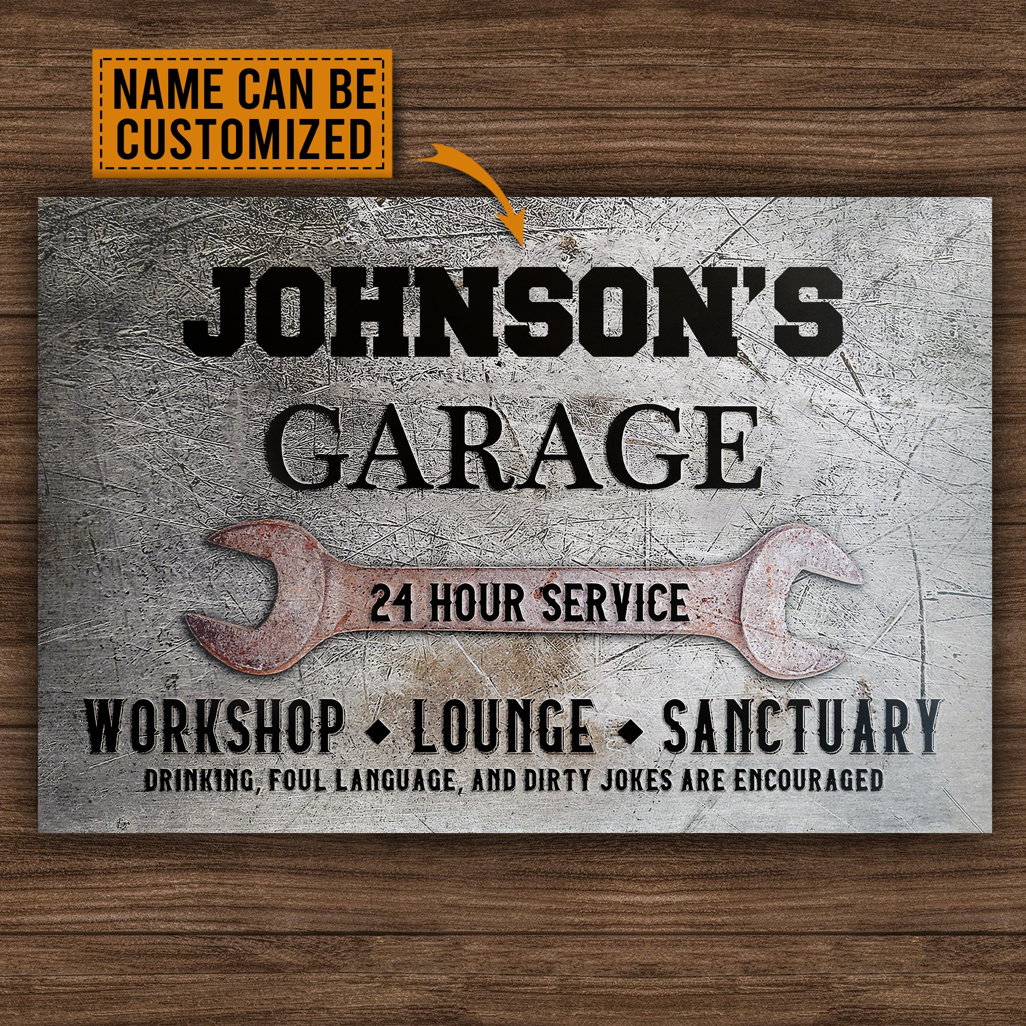 Personalized Auto Garage 24 Hour Service Classic Metal Signs Teehall   Personalized Auto Garage 24 Hour Service Classic Metal Signs 2 