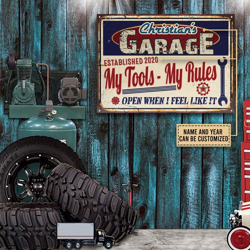 Personalized Auto Garage My Garage My Tools Customized Classic Metal Signs